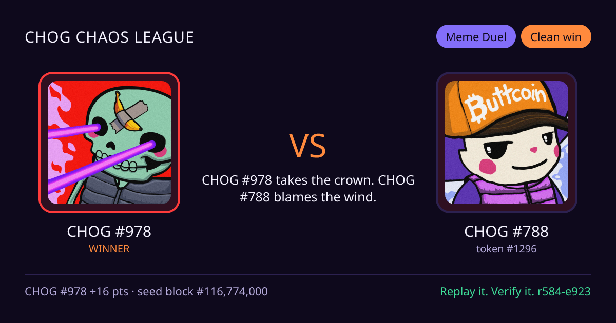 Highlight card: CHOG #978 versus CHOG #788