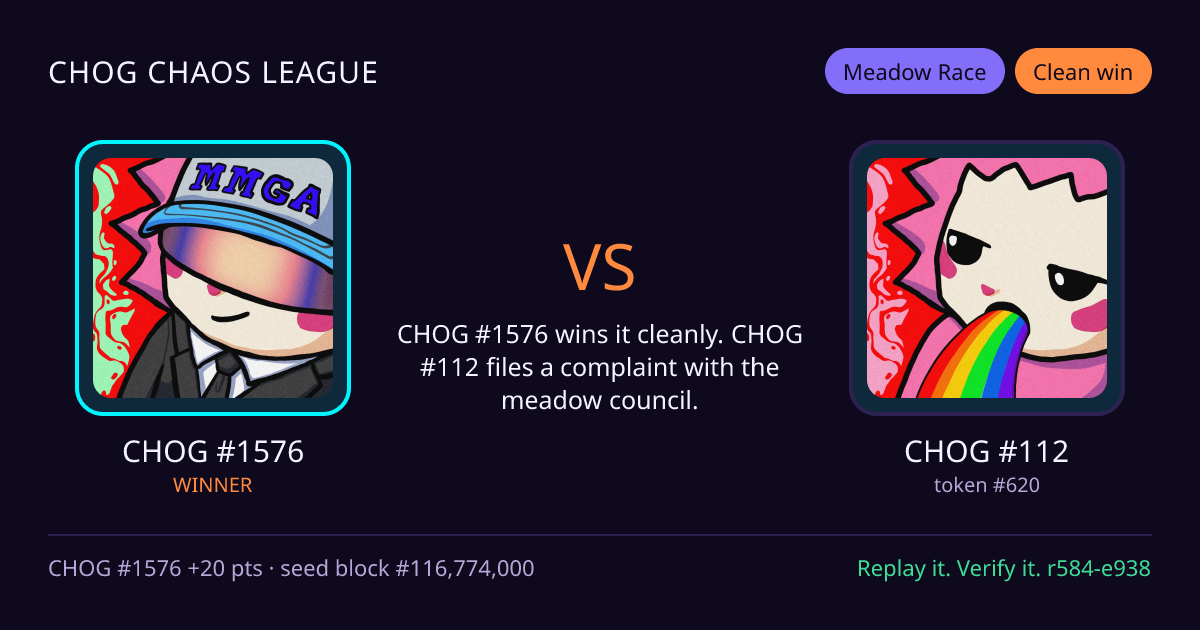 Highlight card: CHOG #1576 versus CHOG #112