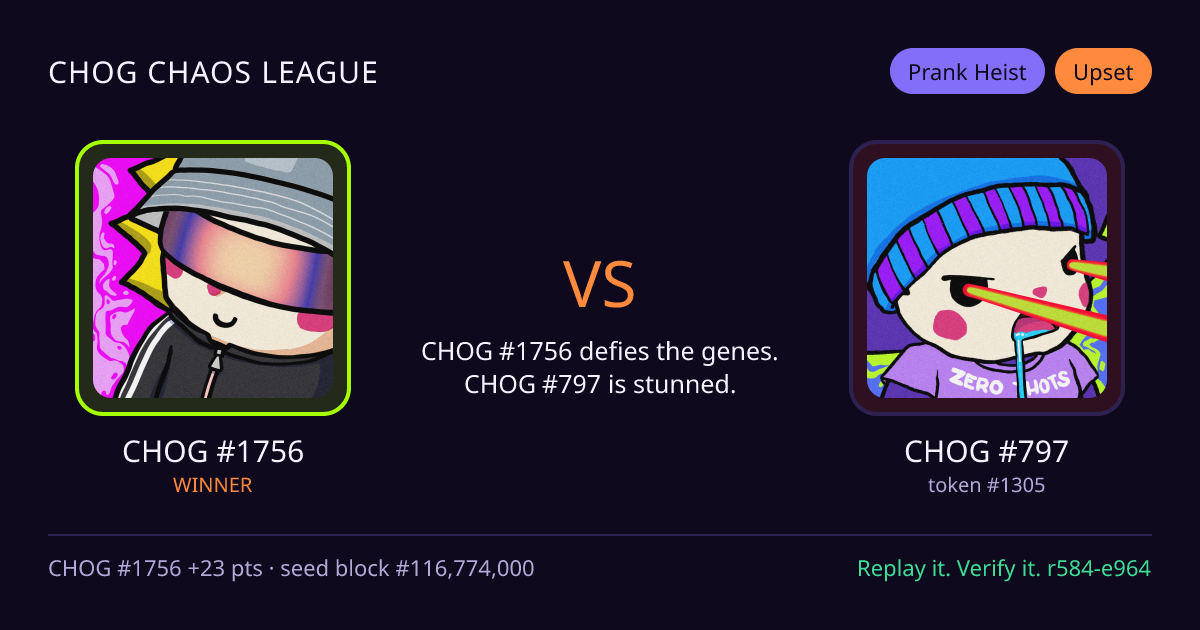 Highlight card: CHOG #1756 versus CHOG #797
