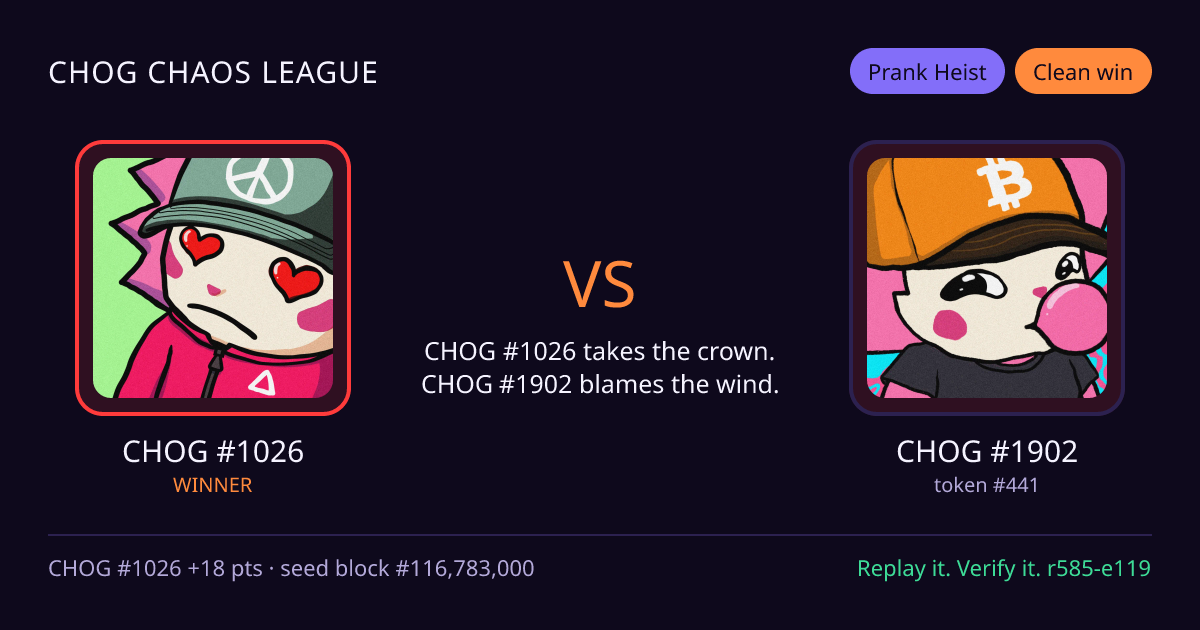 Highlight card: CHOG #1026 versus CHOG #1902