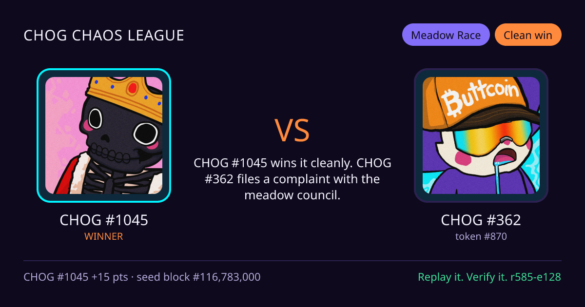 Highlight card: CHOG #1045 versus CHOG #362