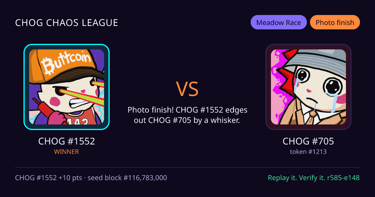 Highlight card: CHOG #1552 versus CHOG #705