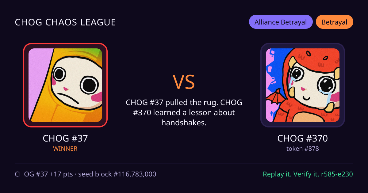 Highlight card: CHOG #37 versus CHOG #370