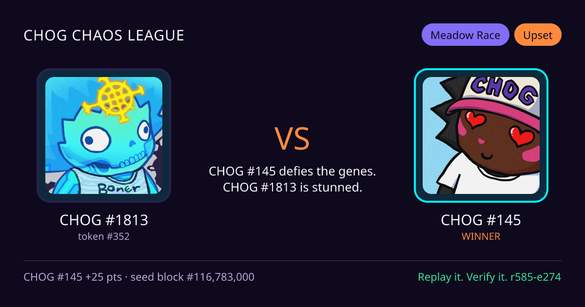 Highlight card: CHOG #1813 versus CHOG #145