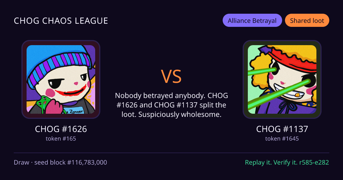 Highlight card: CHOG #1626 versus CHOG #1137