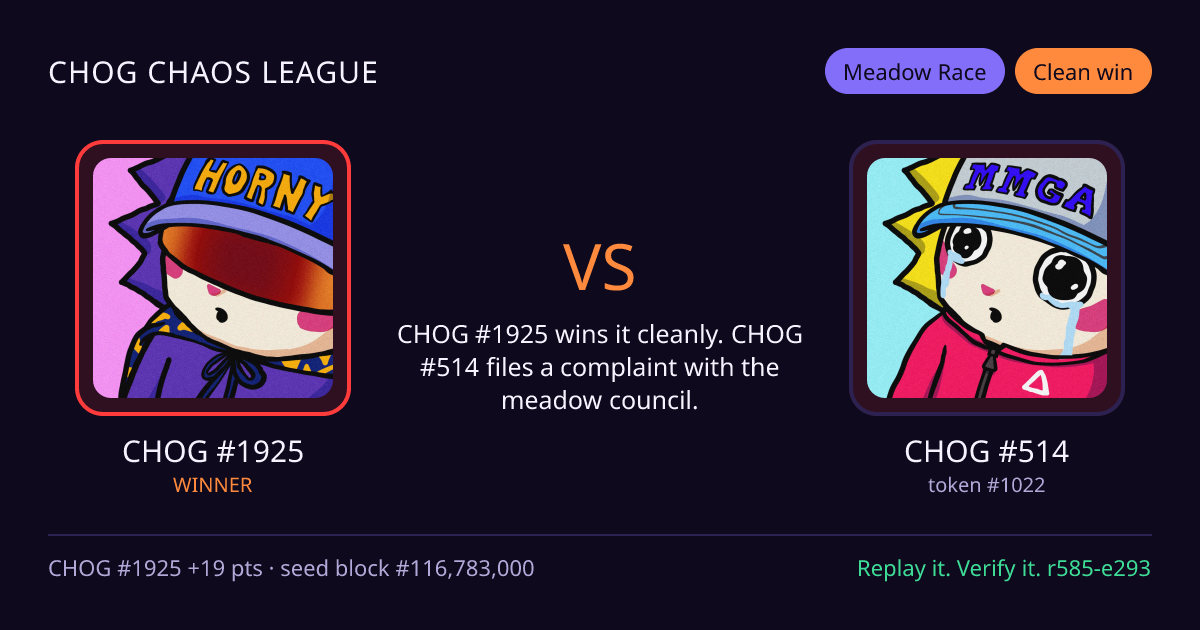 Highlight card: CHOG #1925 versus CHOG #514