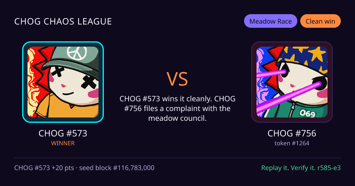 Highlight card: CHOG #573 versus CHOG #756