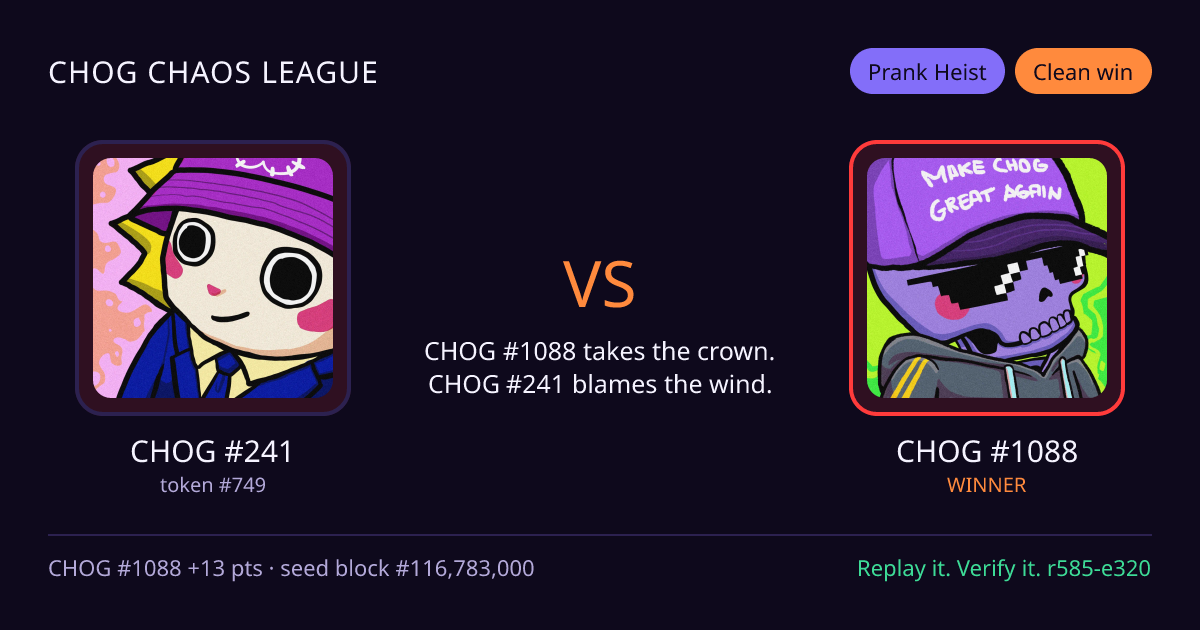 Highlight card: CHOG #241 versus CHOG #1088