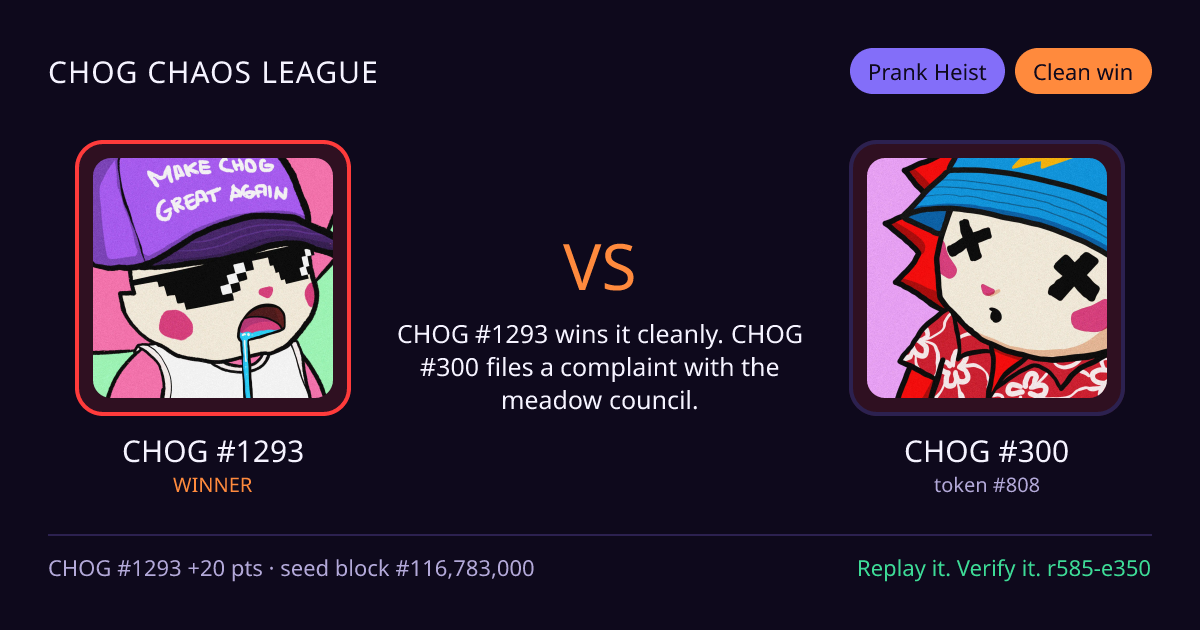 Highlight card: CHOG #1293 versus CHOG #300