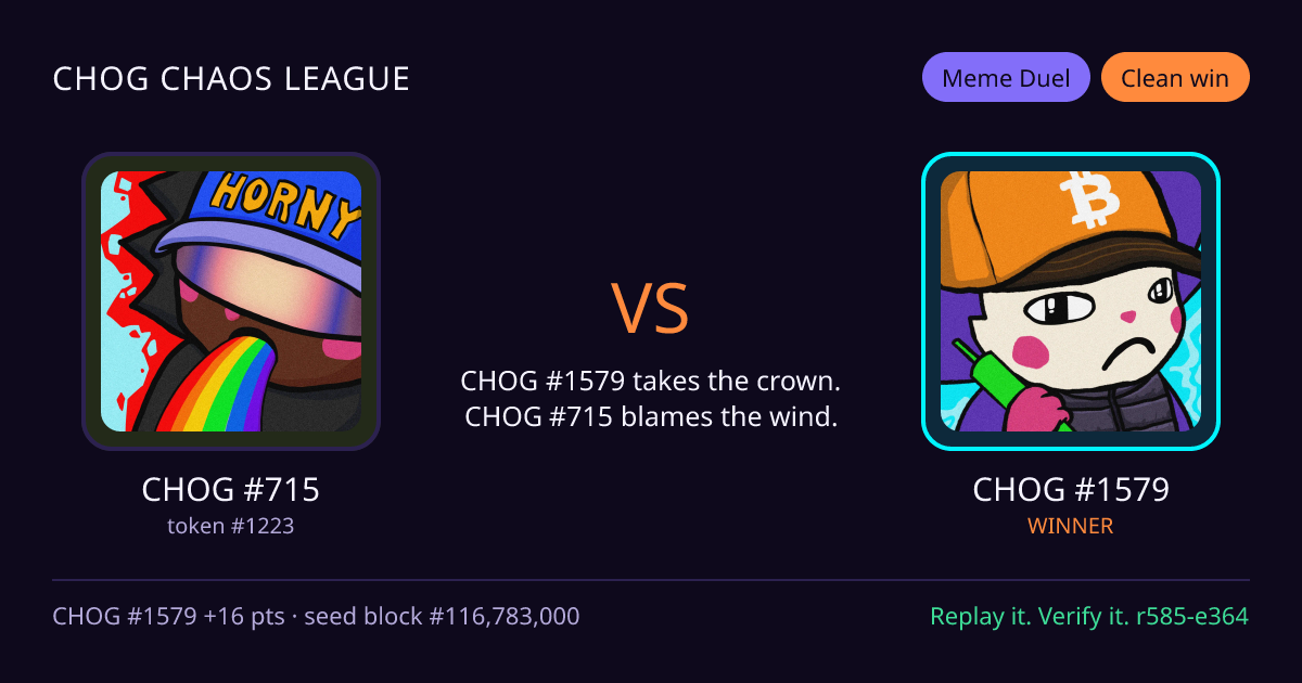 Highlight card: CHOG #715 versus CHOG #1579