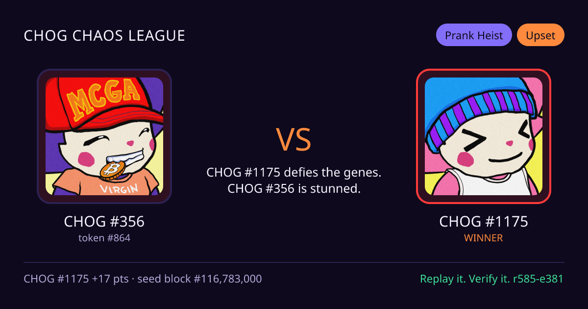 Highlight card: CHOG #356 versus CHOG #1175