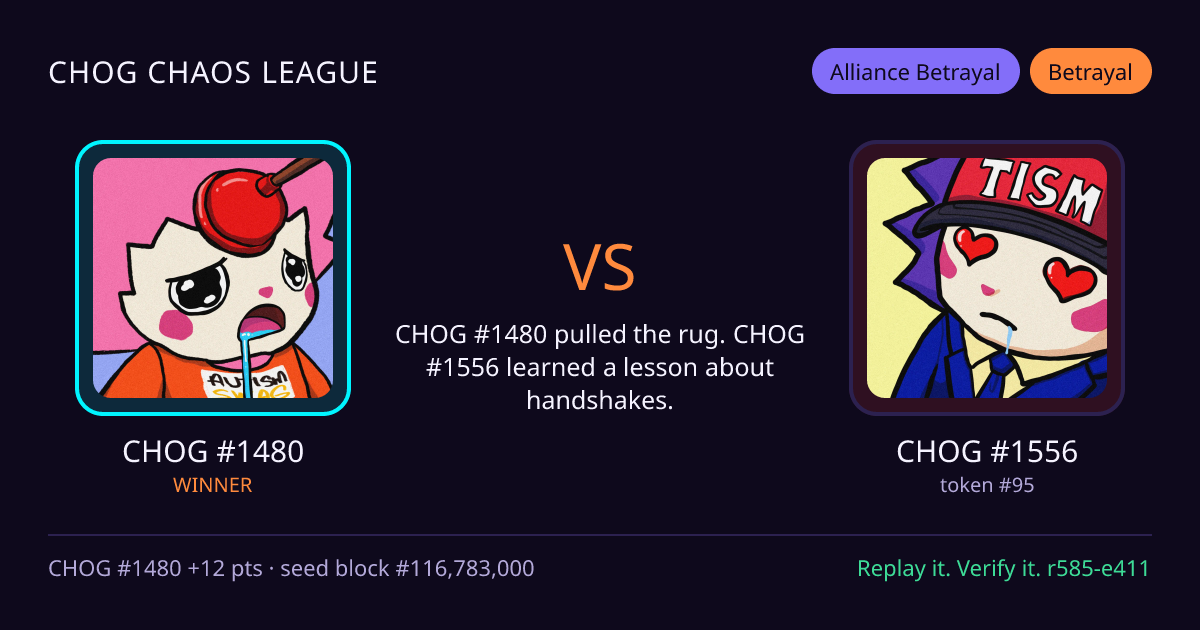 Highlight card: CHOG #1480 versus CHOG #1556