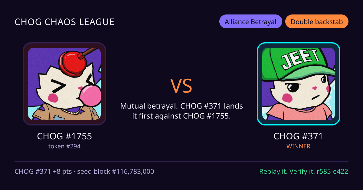 Highlight card: CHOG #1755 versus CHOG #371