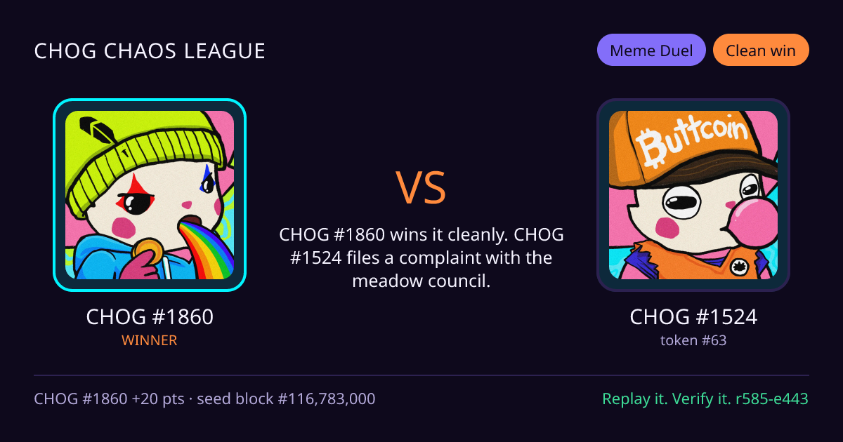Highlight card: CHOG #1860 versus CHOG #1524