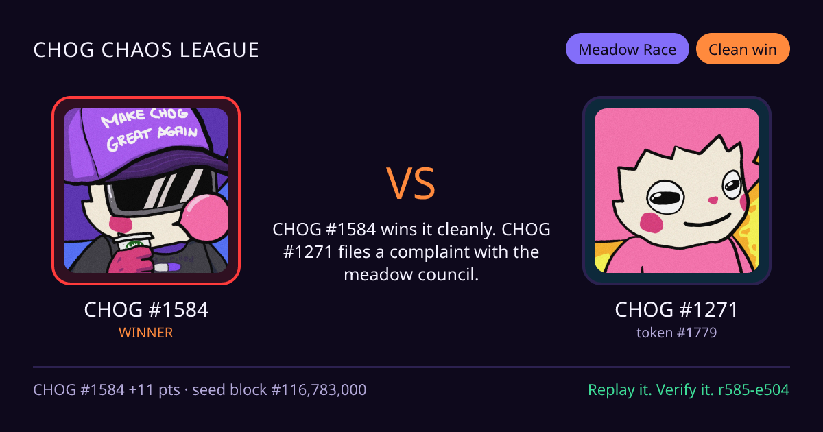 Highlight card: CHOG #1584 versus CHOG #1271