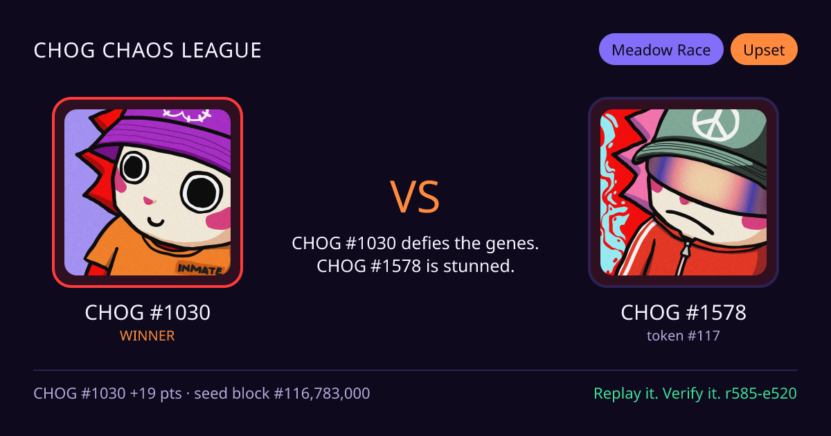 Highlight card: CHOG #1030 versus CHOG #1578
