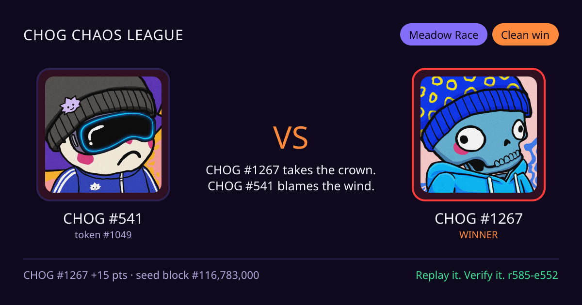 Highlight card: CHOG #541 versus CHOG #1267