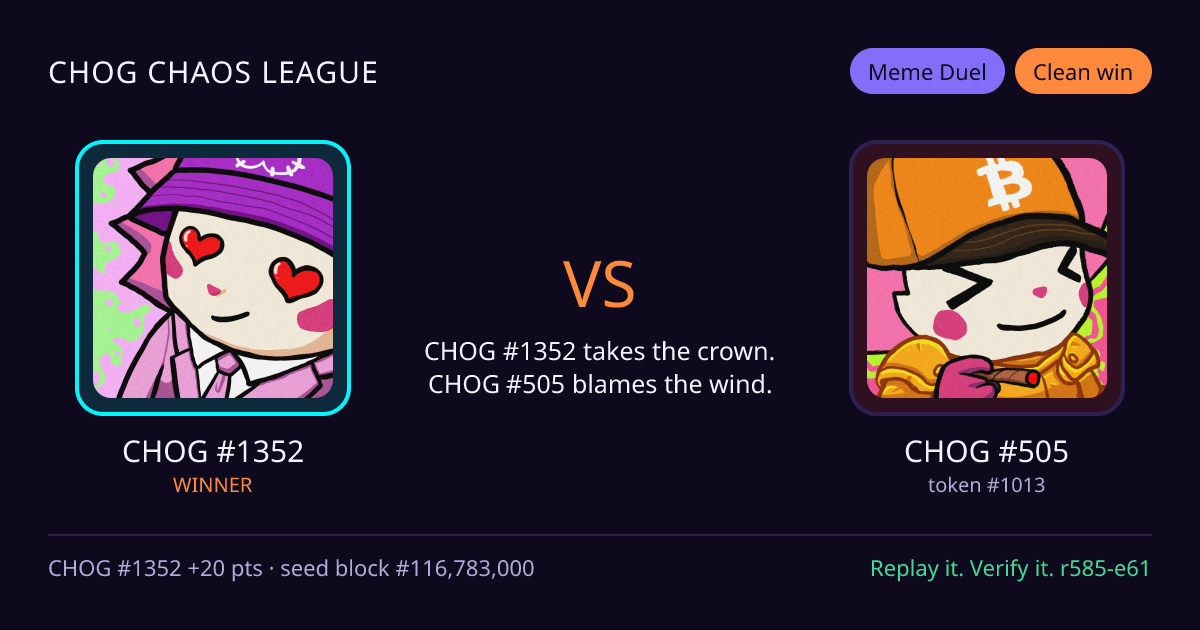 Highlight card: CHOG #1352 versus CHOG #505