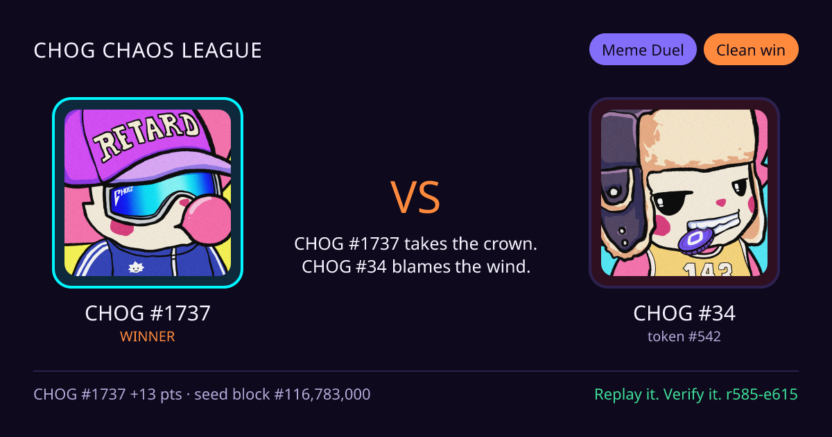 Highlight card: CHOG #1737 versus CHOG #34
