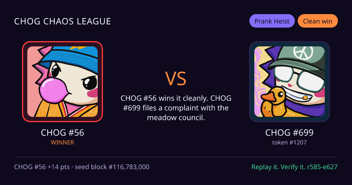 Highlight card: CHOG #56 versus CHOG #699