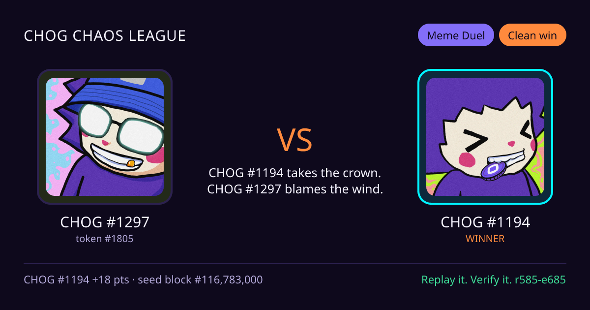 Highlight card: CHOG #1297 versus CHOG #1194
