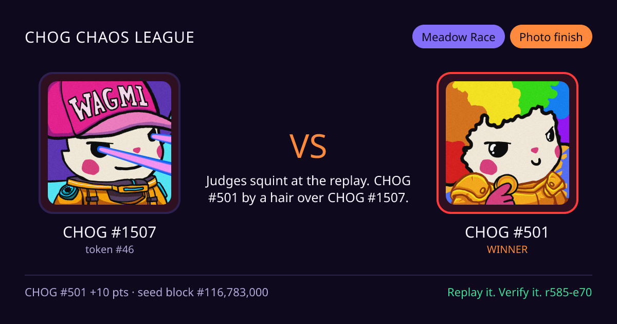 Highlight card: CHOG #1507 versus CHOG #501