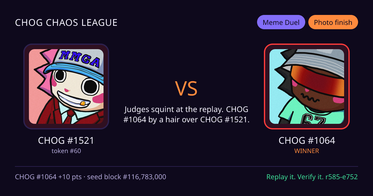 Highlight card: CHOG #1521 versus CHOG #1064