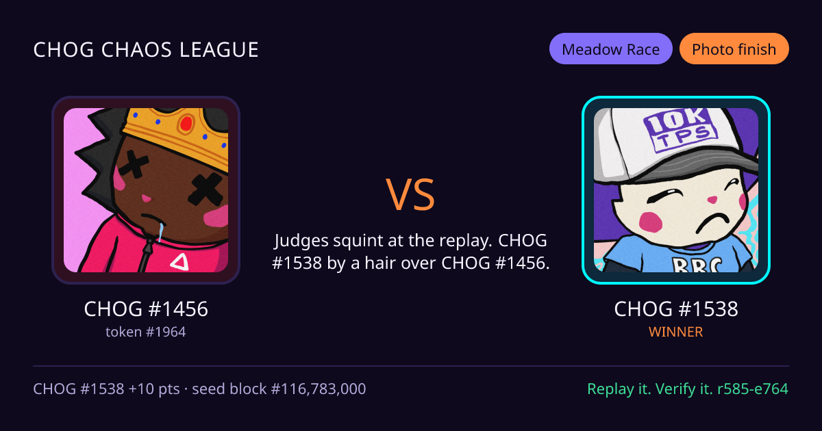 Highlight card: CHOG #1456 versus CHOG #1538