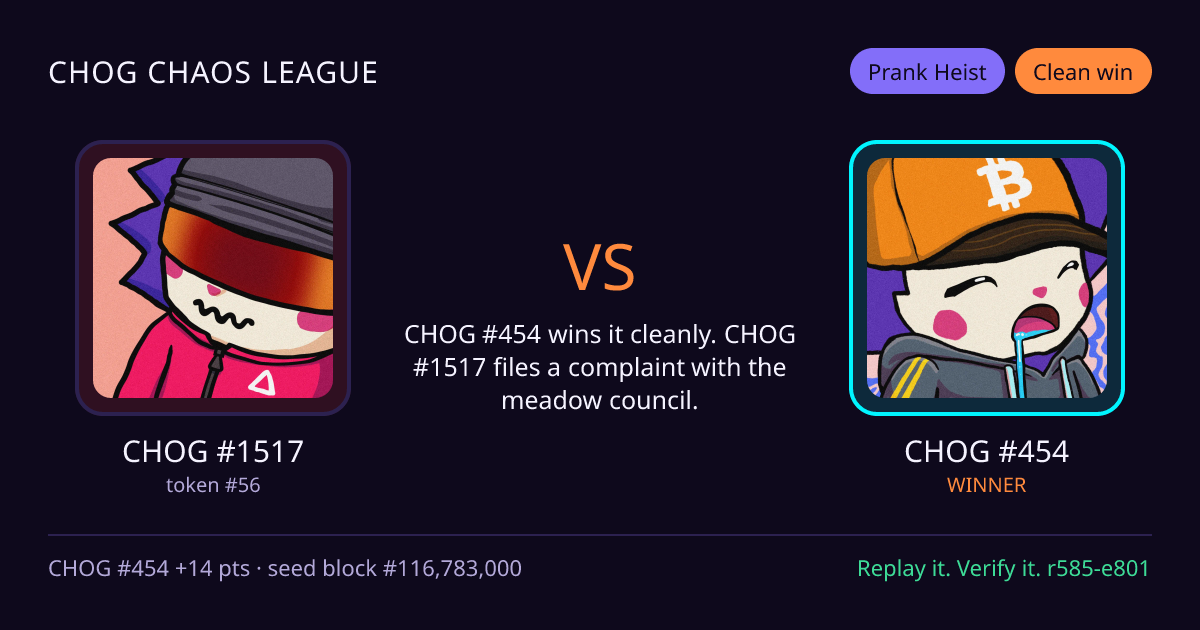 Highlight card: CHOG #1517 versus CHOG #454
