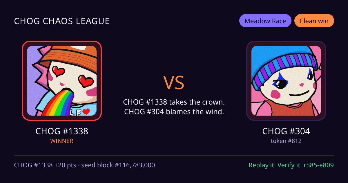 Highlight card: CHOG #1338 versus CHOG #304