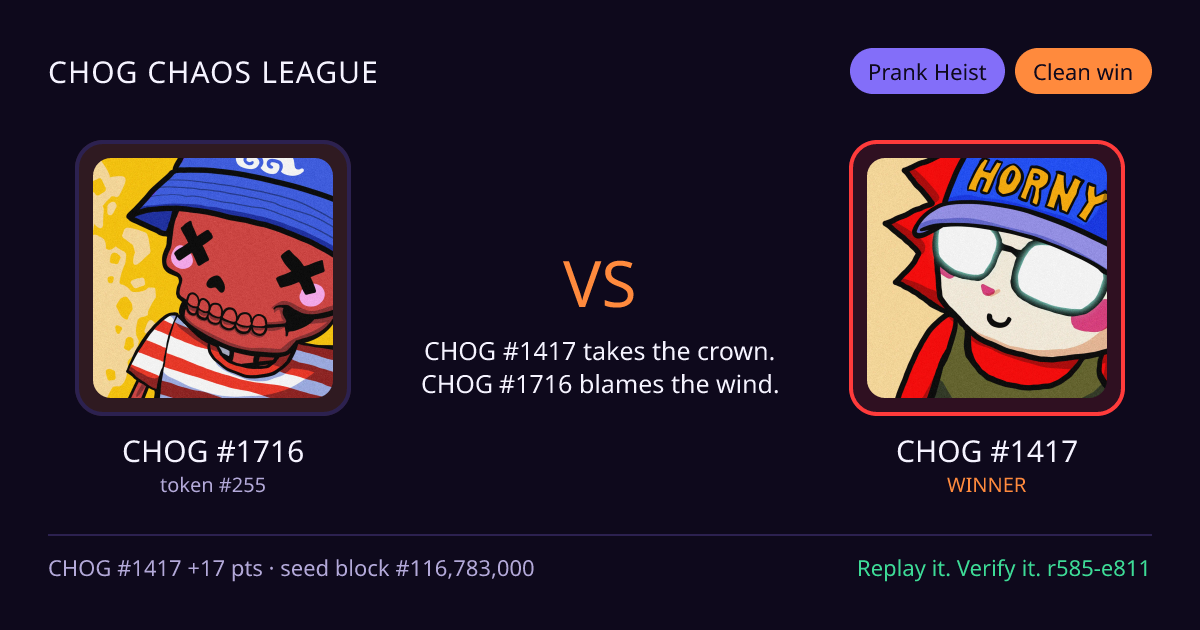 Highlight card: CHOG #1716 versus CHOG #1417