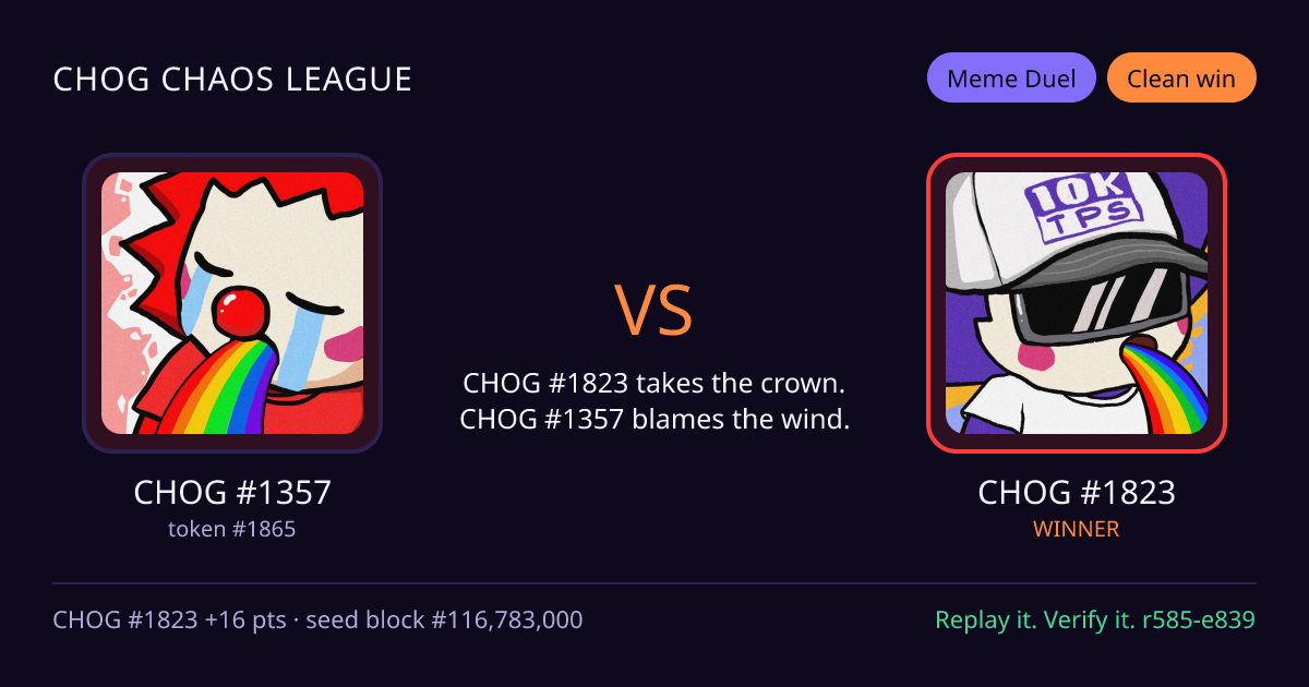 Highlight card: CHOG #1357 versus CHOG #1823