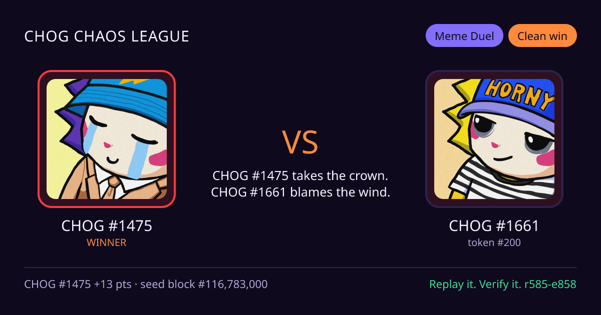 Highlight card: CHOG #1475 versus CHOG #1661