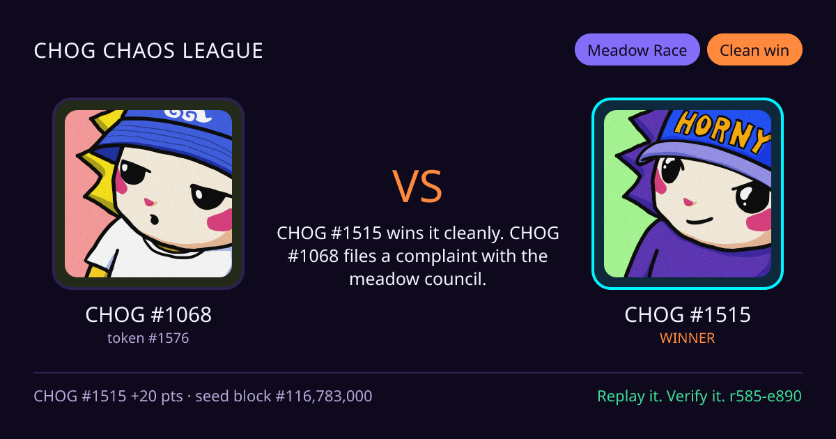 Highlight card: CHOG #1068 versus CHOG #1515