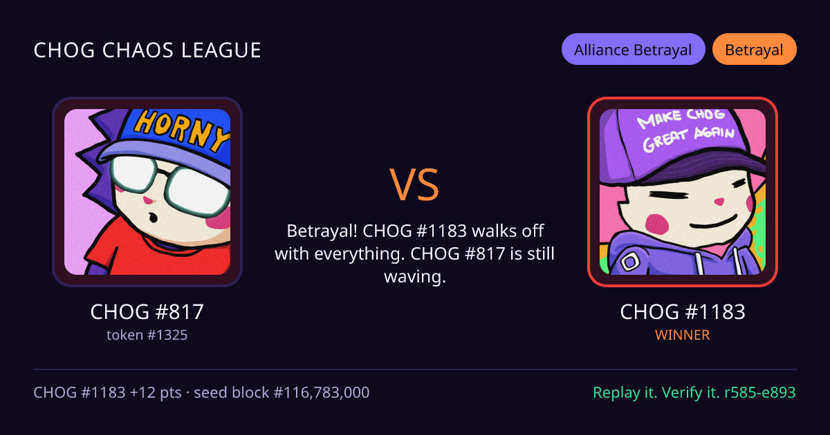 Highlight card: CHOG #817 versus CHOG #1183