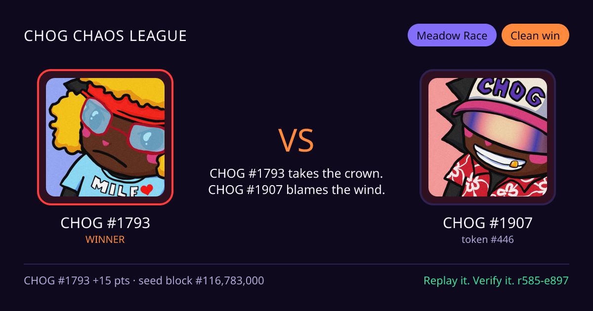 Highlight card: CHOG #1793 versus CHOG #1907