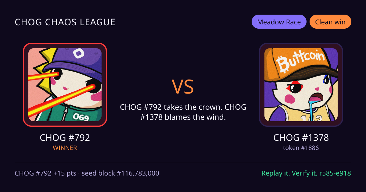 Highlight card: CHOG #792 versus CHOG #1378