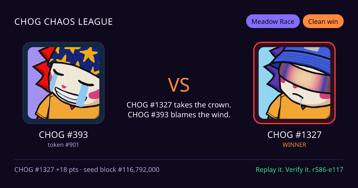 Highlight card: CHOG #393 versus CHOG #1327