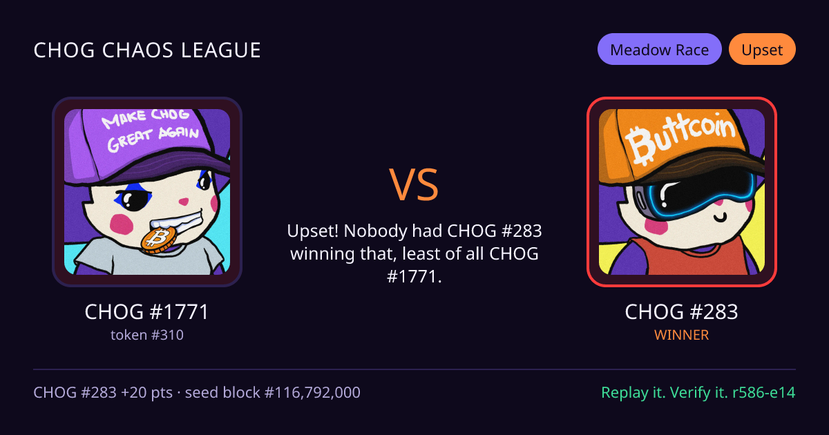 Highlight card: CHOG #1771 versus CHOG #283