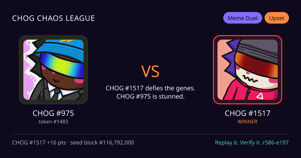 Highlight card: CHOG #975 versus CHOG #1517