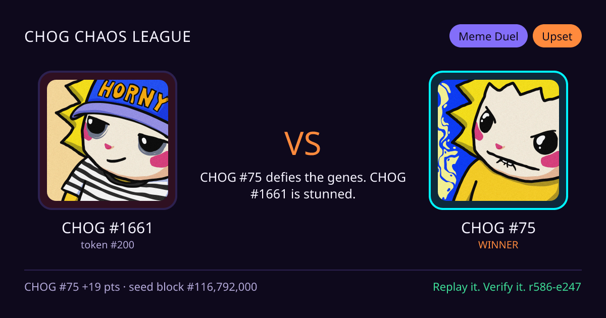 Highlight card: CHOG #1661 versus CHOG #75
