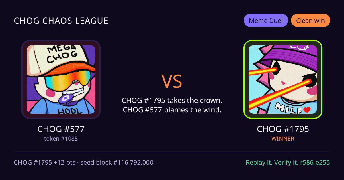 Highlight card: CHOG #577 versus CHOG #1795