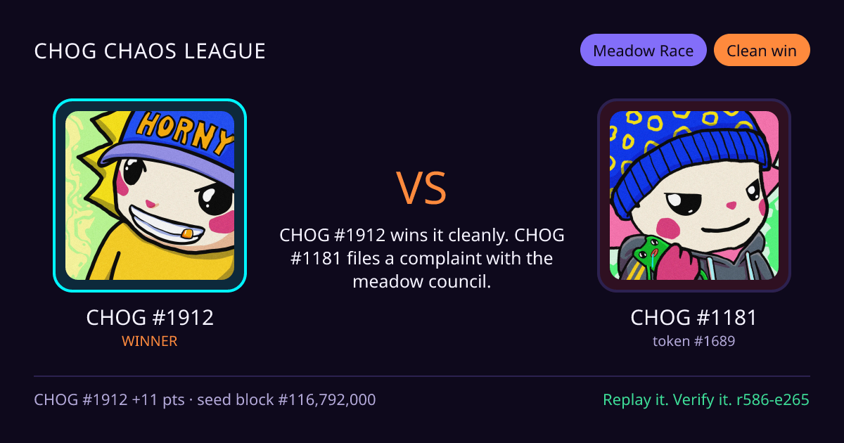 Highlight card: CHOG #1912 versus CHOG #1181