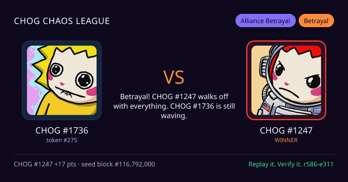 Highlight card: CHOG #1736 versus CHOG #1247