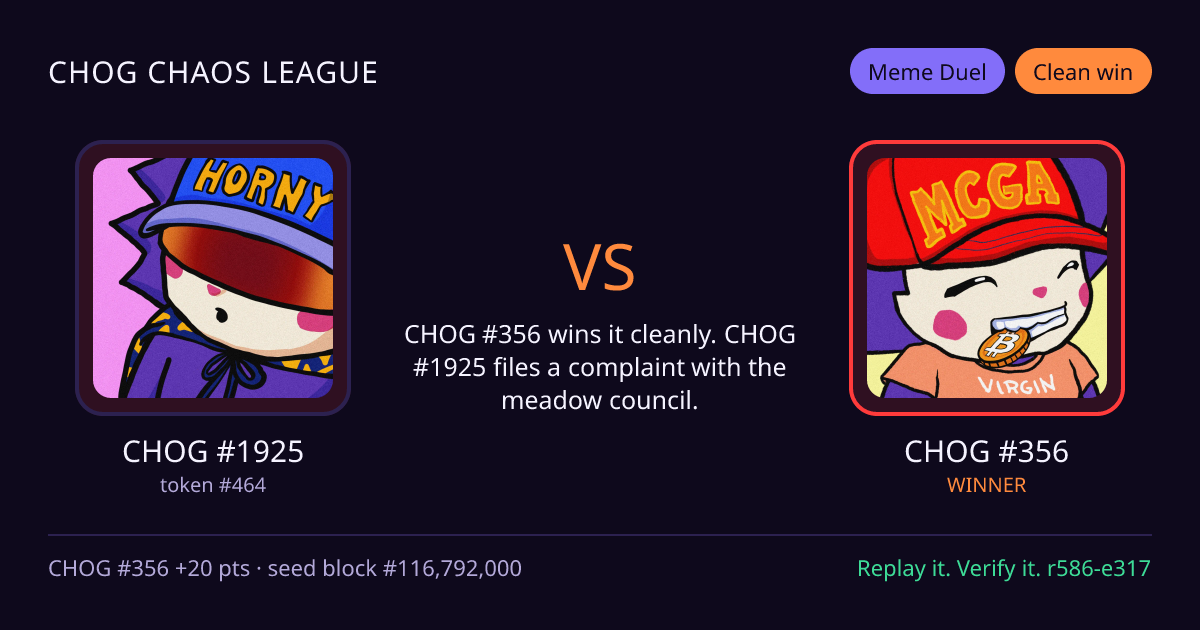 Highlight card: CHOG #1925 versus CHOG #356