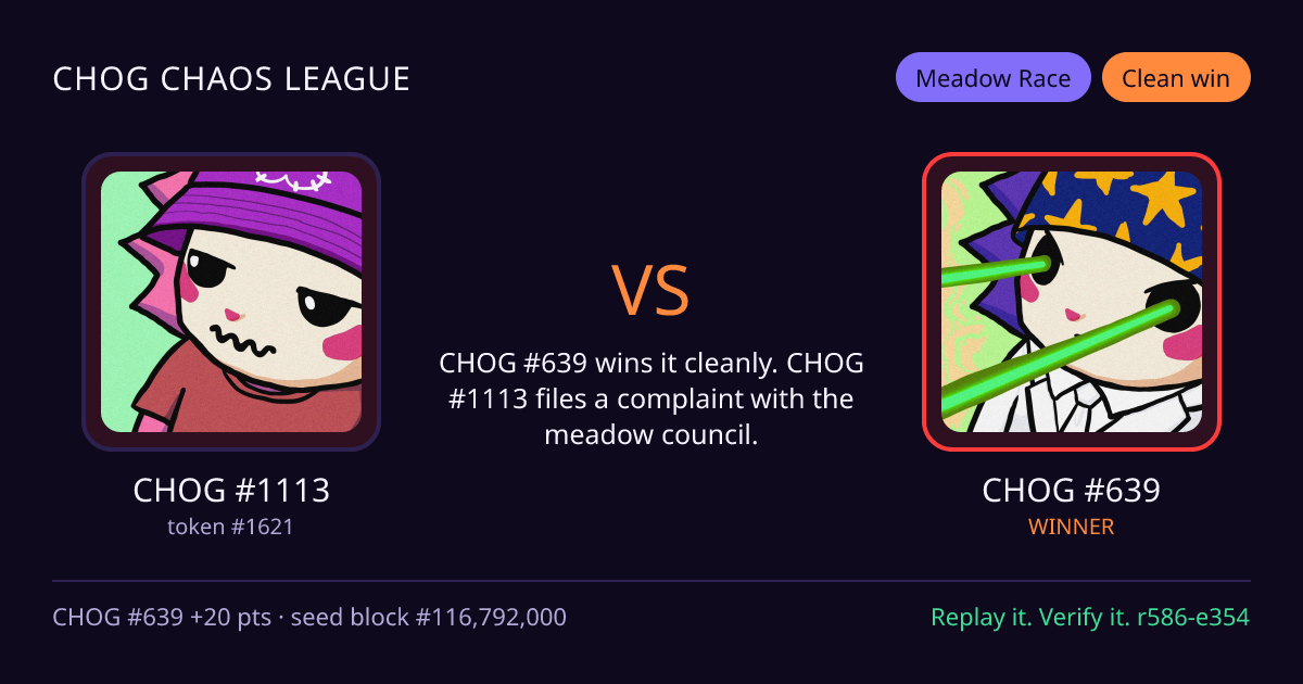 Highlight card: CHOG #1113 versus CHOG #639