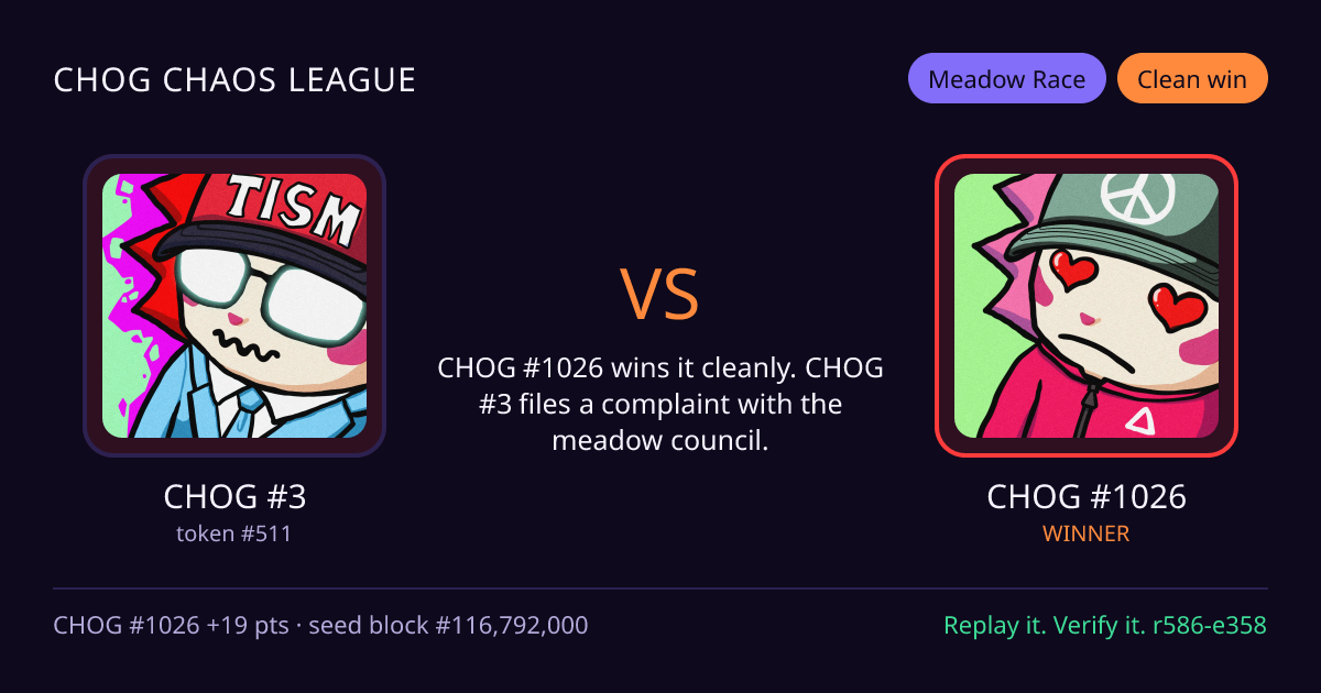Highlight card: CHOG #3 versus CHOG #1026