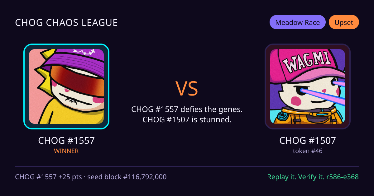 Highlight card: CHOG #1557 versus CHOG #1507