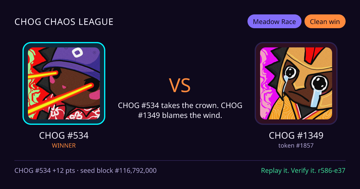 Highlight card: CHOG #534 versus CHOG #1349