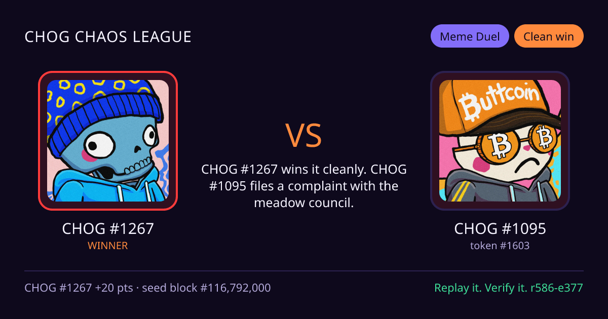 Highlight card: CHOG #1267 versus CHOG #1095
